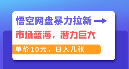 悟空网盘暴力拉新:一单10元,市场空白,日入几张-青年云网创—高质量项目商城